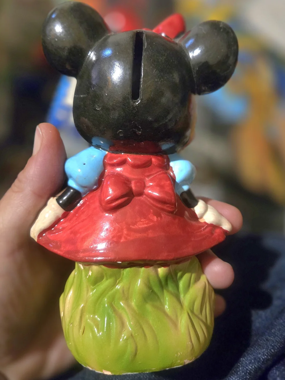 Disney Minnie Mouse Coin Bank Style Figurine in Red Dress